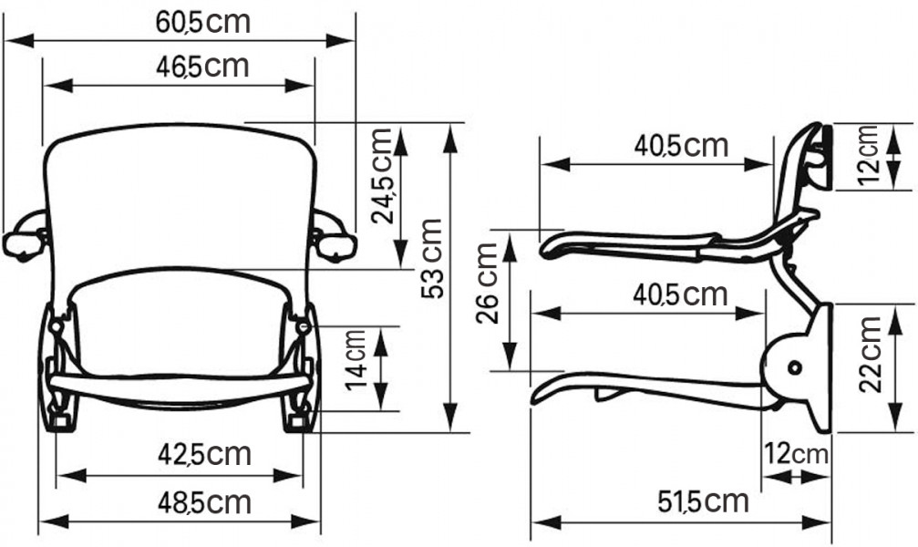 Asiento de ducha abatible con respaldo y brazos Linido