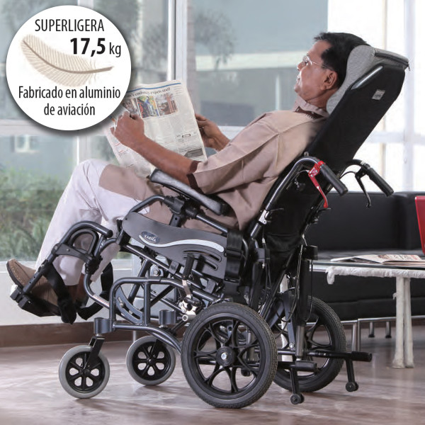 Silla de ruedas basculante plegable de aluminio VIP