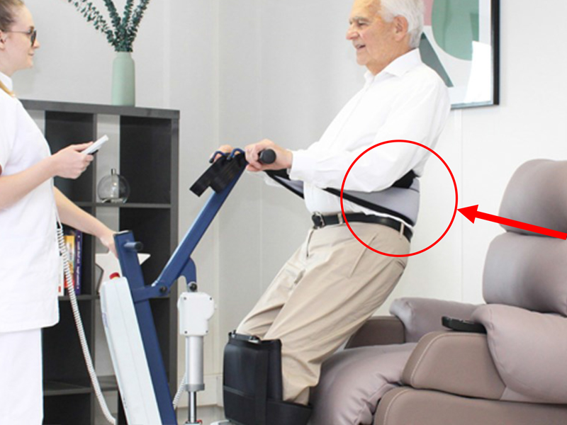 Grúa domiciliaria de bipedestación BLUE WAYUP con apertura de patas