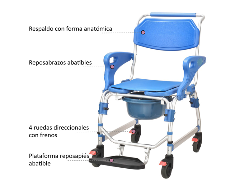 Silla de ducha y wc con ruedas OASIS