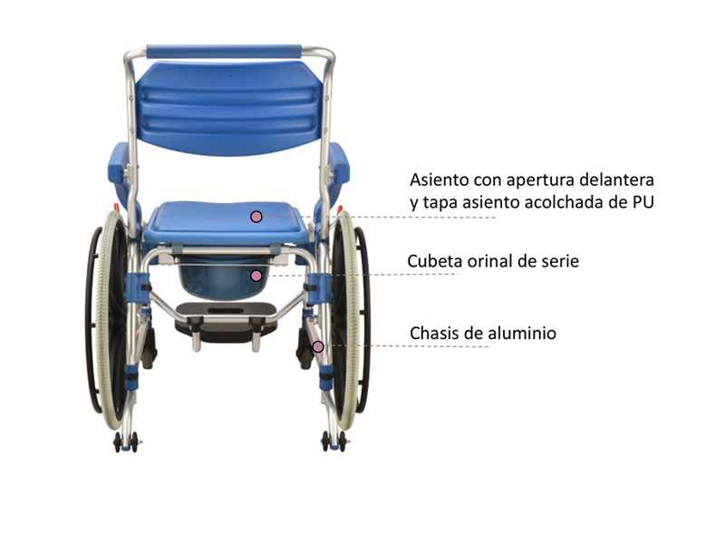 Silla de ducha y wc con ruedas de 24" OASIS